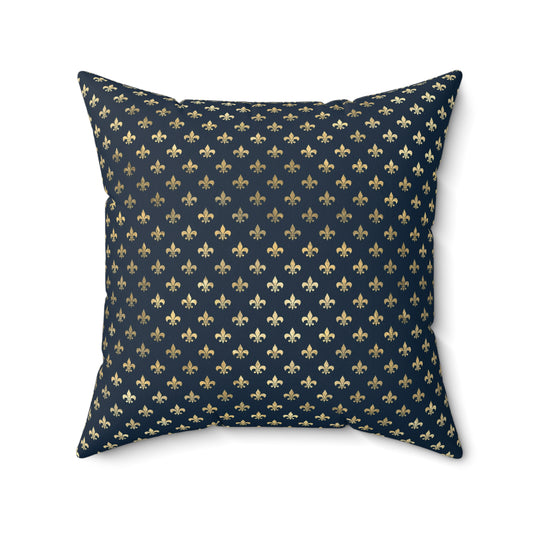 Blue and Gold Paris Pattern 14 - Faux Suede Square Pillow