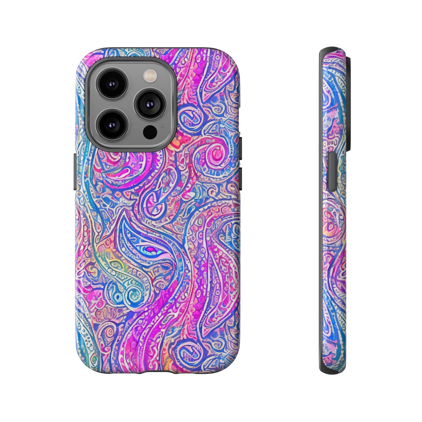 iPhone 14, iPhone 14 Pro, iPhone 14 Plus, iPhone 14 Pro Max - Abstract Swirl Purple, Blue, Orange, Green - Tough Phone Cases