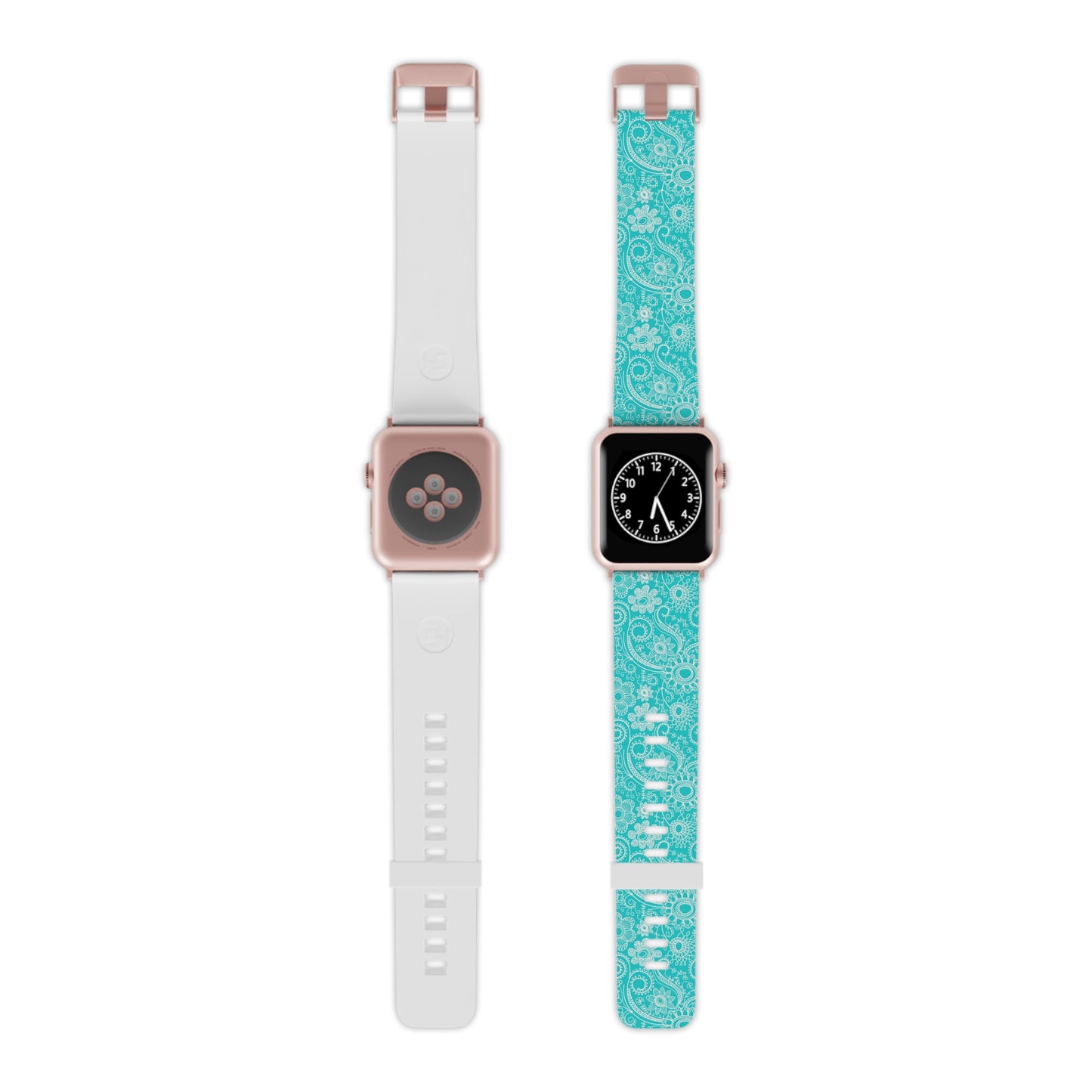 Teal and White Flowers - Watch Band for Apple Watch