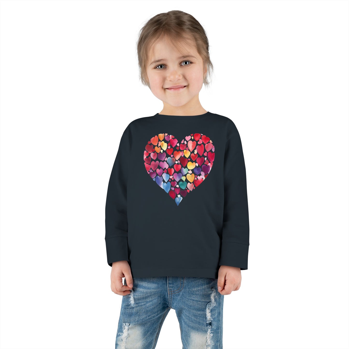 Heart of Hearts - Watercolor 7 - Toddler Long Sleeve Tee