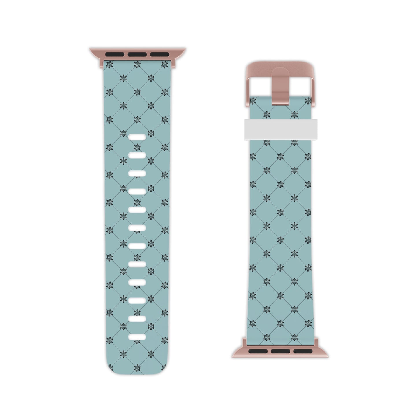 Teal with Black Flower - Watch Band for Apple Watch