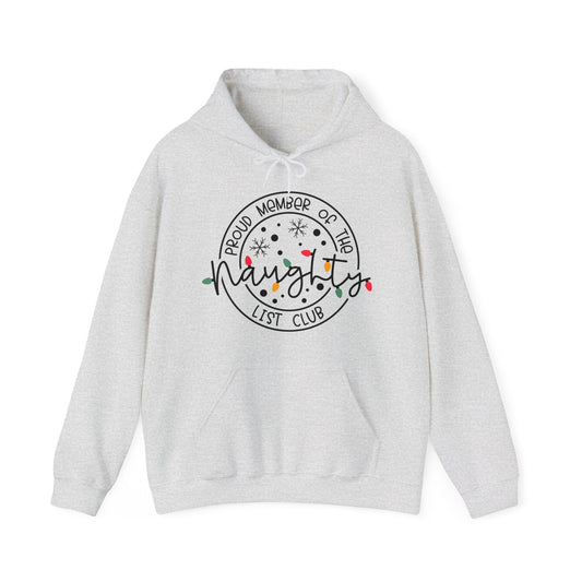 Naughty List Club - Christmas Lights - Snowflakes - Funny Christmas - Unisex Heavy Blend™ Hooded Sweatshirt