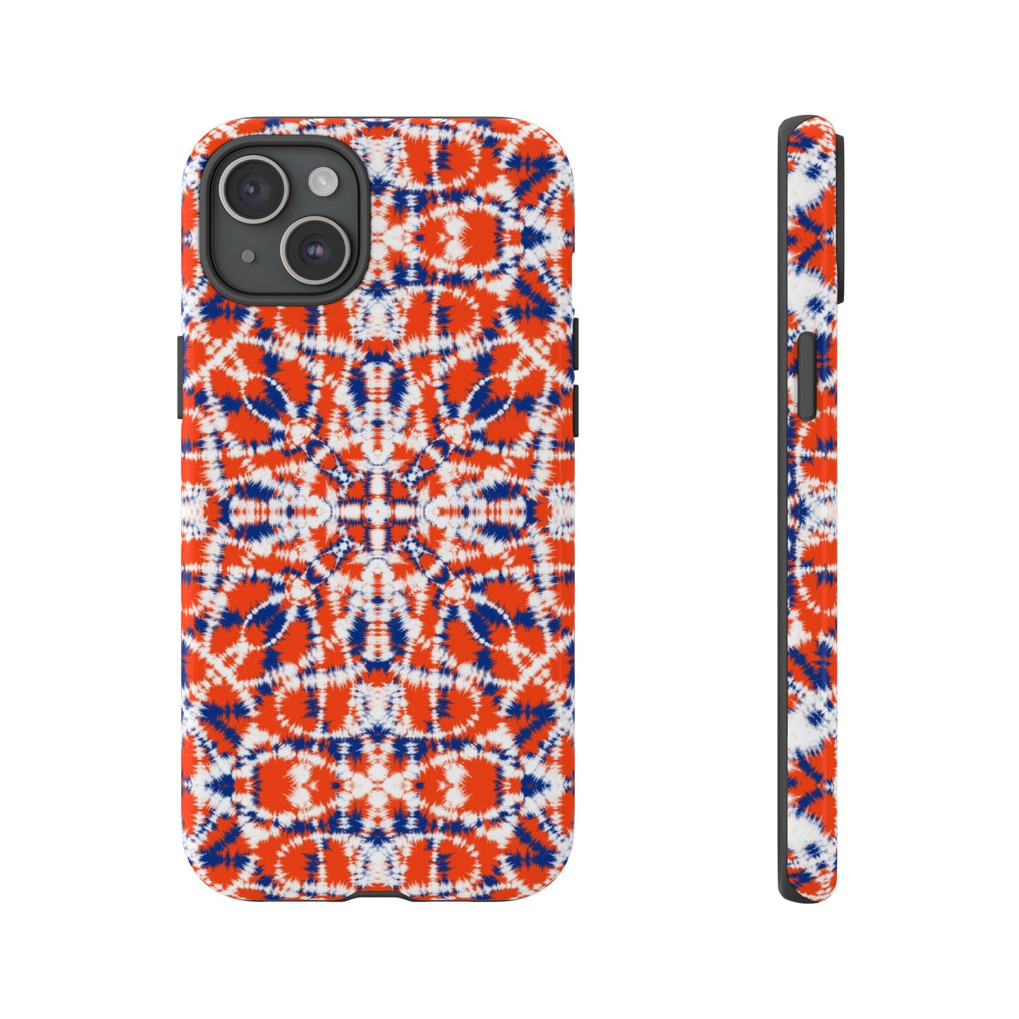 iPhone 16 and iPhone 15 Series - Orange and Blue Batik - Tough Phone Cases