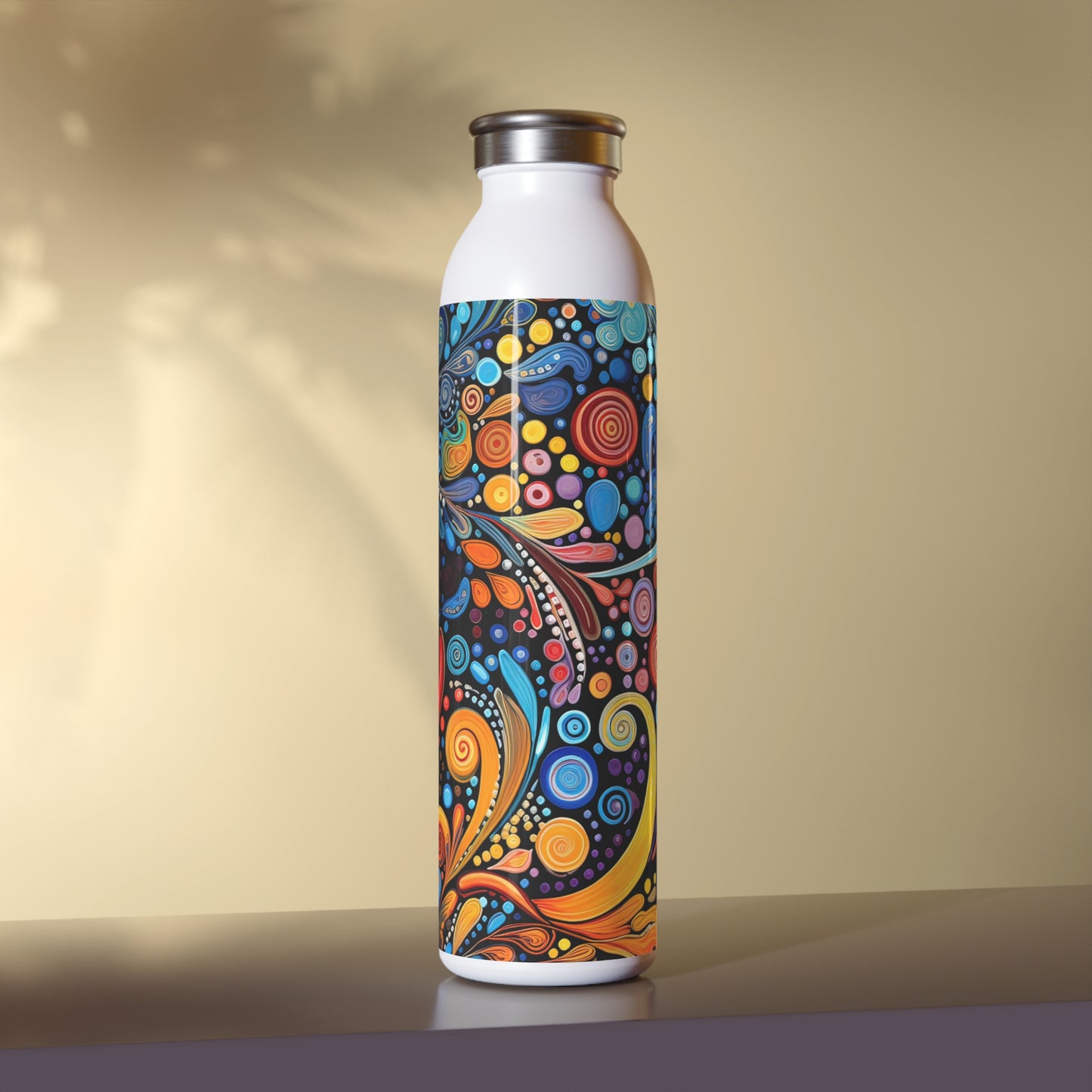 Colorful Psychedelic Swirls 1.4 - Slim Water Bottle - Stainless Steel - 20oz