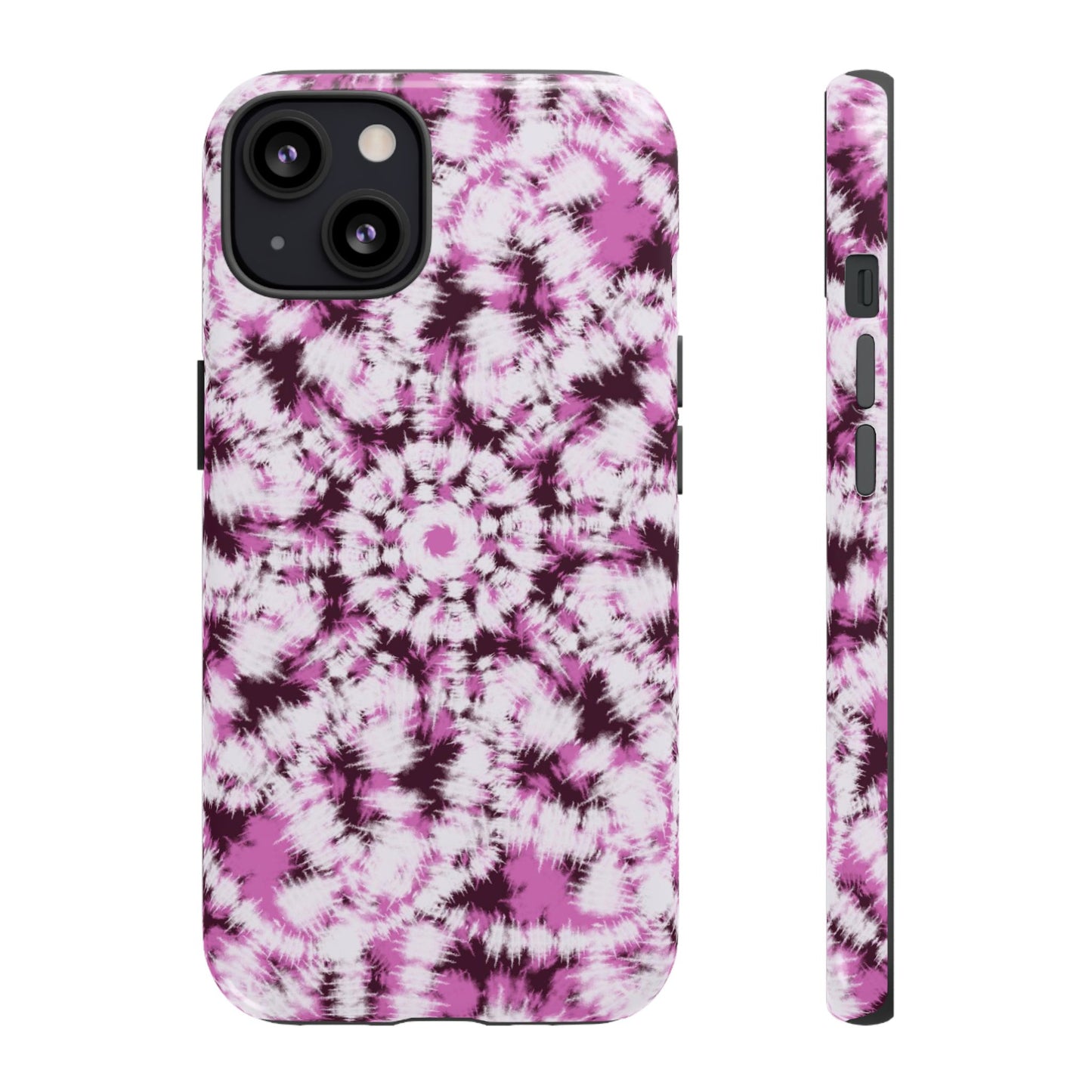 iPhone 13, 1Phone 13 Mini, iPhone 13 Pro, iPhone 13 Pro Max - Purple and White Batik - Tough Phone Cases