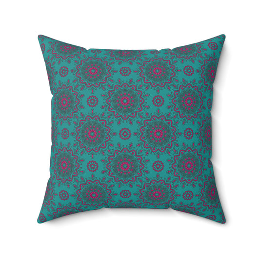 Boho Mandala Pattern 13 - Faux Suede Square Pillow