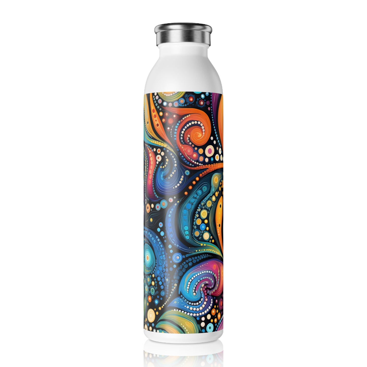 Colorful Psychedelic Swirls 1.8 - Slim Water Bottle - Stainless Steel - 20oz