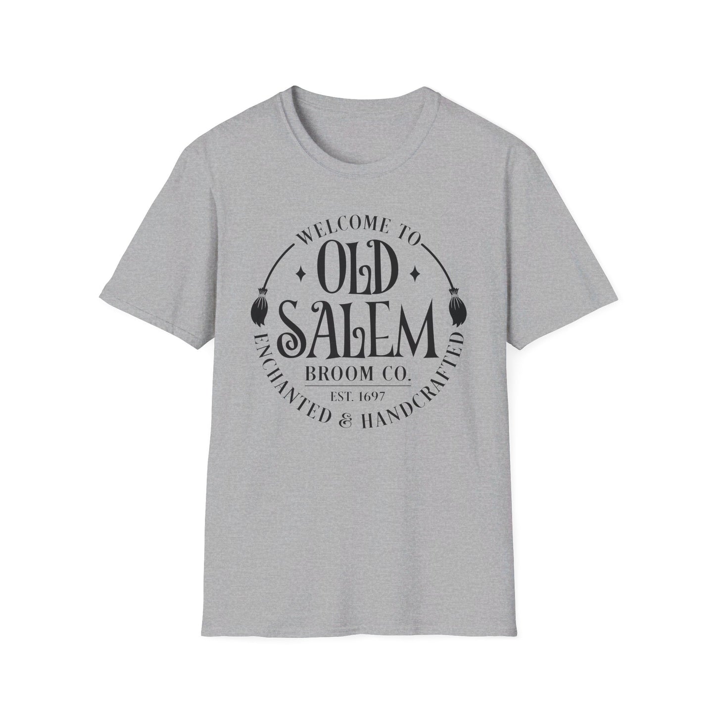 Halloween - Old Salem Broom Co - Enchanted - Handcrafted - Witches - Trick or Treat - Vintage - Unisex Softstyle T-Shirt