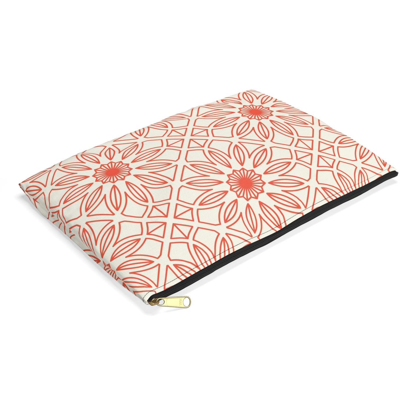 Geometric Orange Flowers - Accessory Pouch / Makeup Case / Travel Pouch / Pencil case / Art Case