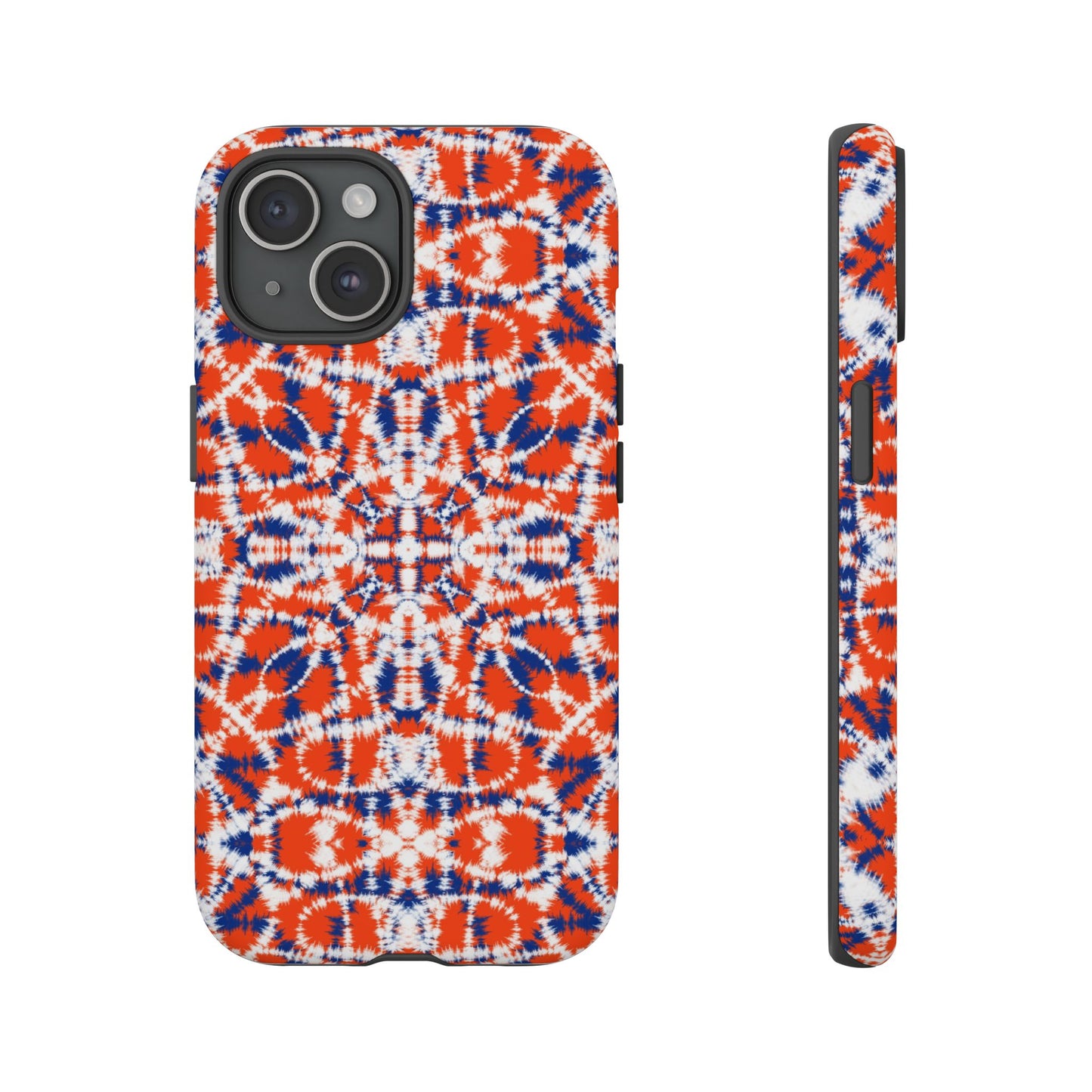 iPhone 16 and iPhone 15 Series - Orange and Blue Batik - Tough Phone Cases