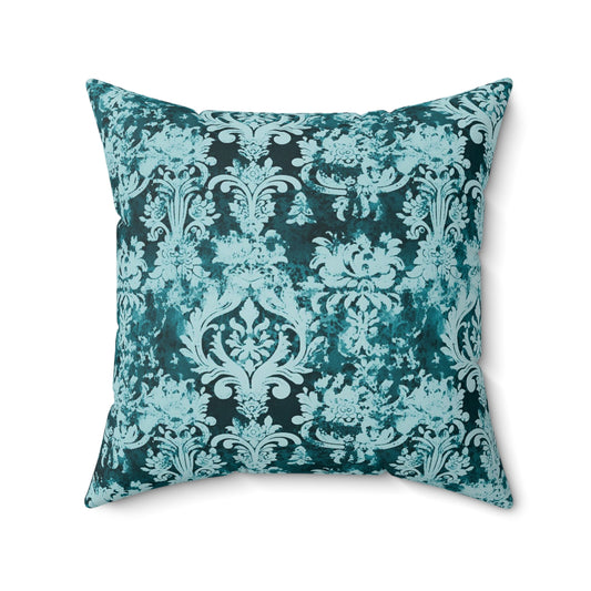 Vintage Teal Damask 73 - Beautiful, Shabby Chic, Boho, Fun -  - Faux Suede Square Pillow