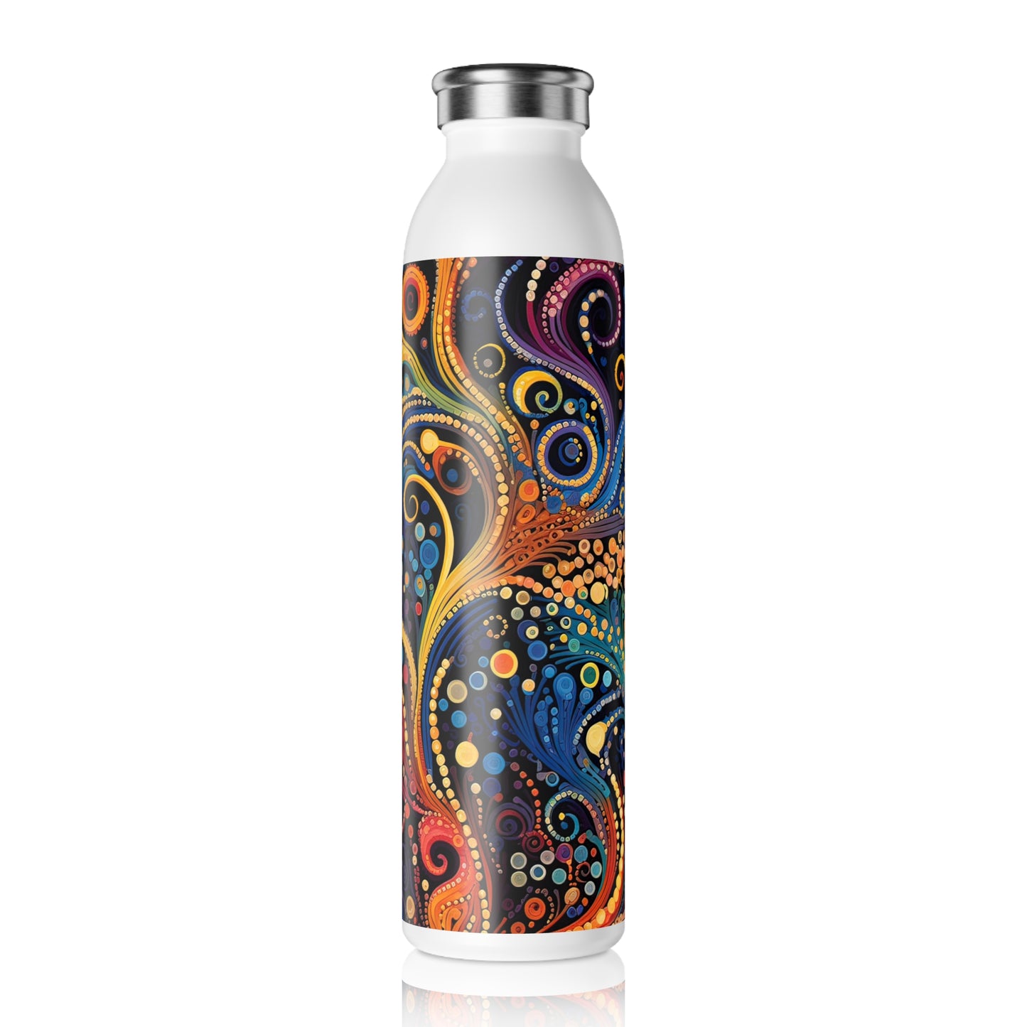 Colorful Psychedelic Swirls 1.12 - Slim Water Bottle - Stainless Steel - 20oz