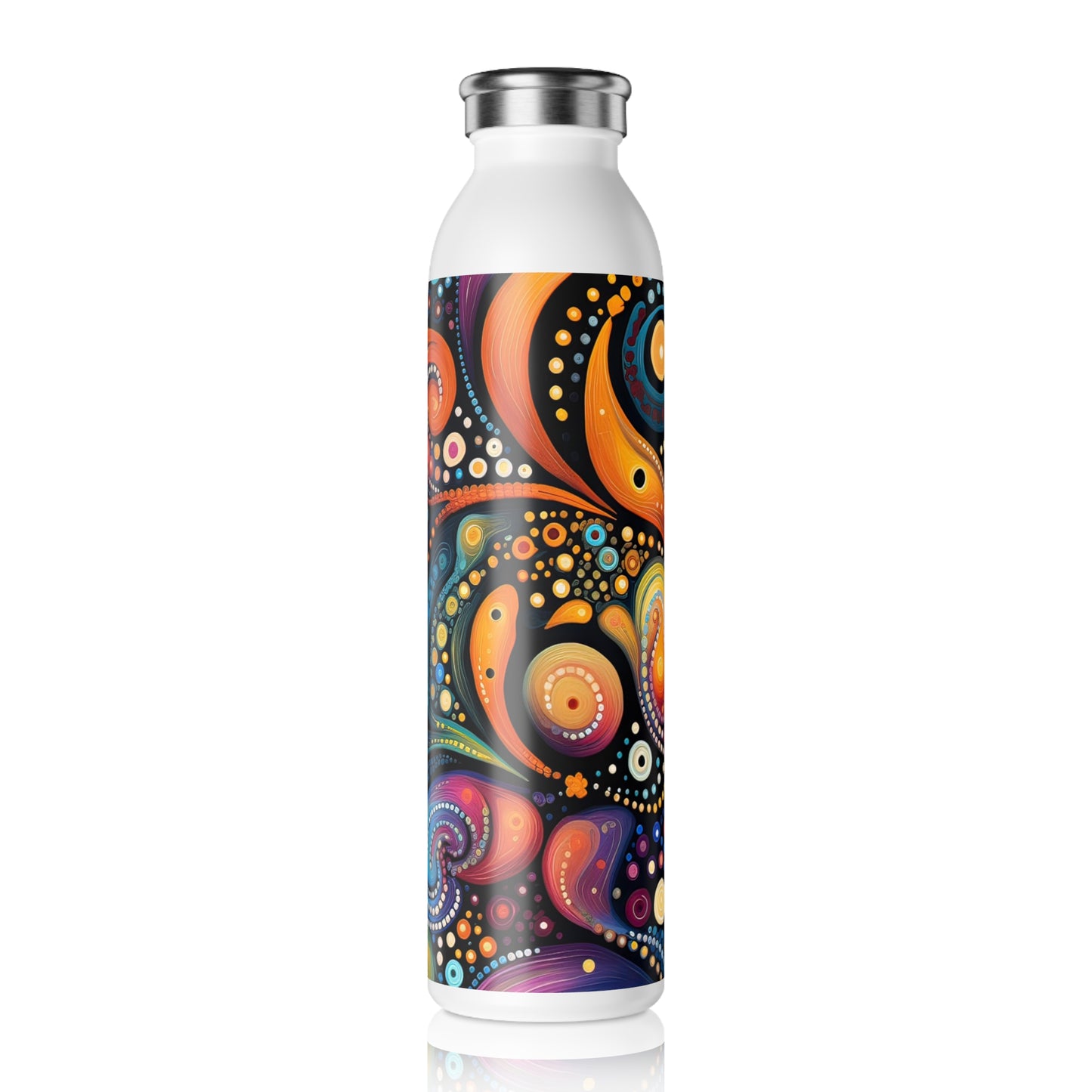 Colorful Psychedelic Swirls 1.8 - Slim Water Bottle - Stainless Steel - 20oz