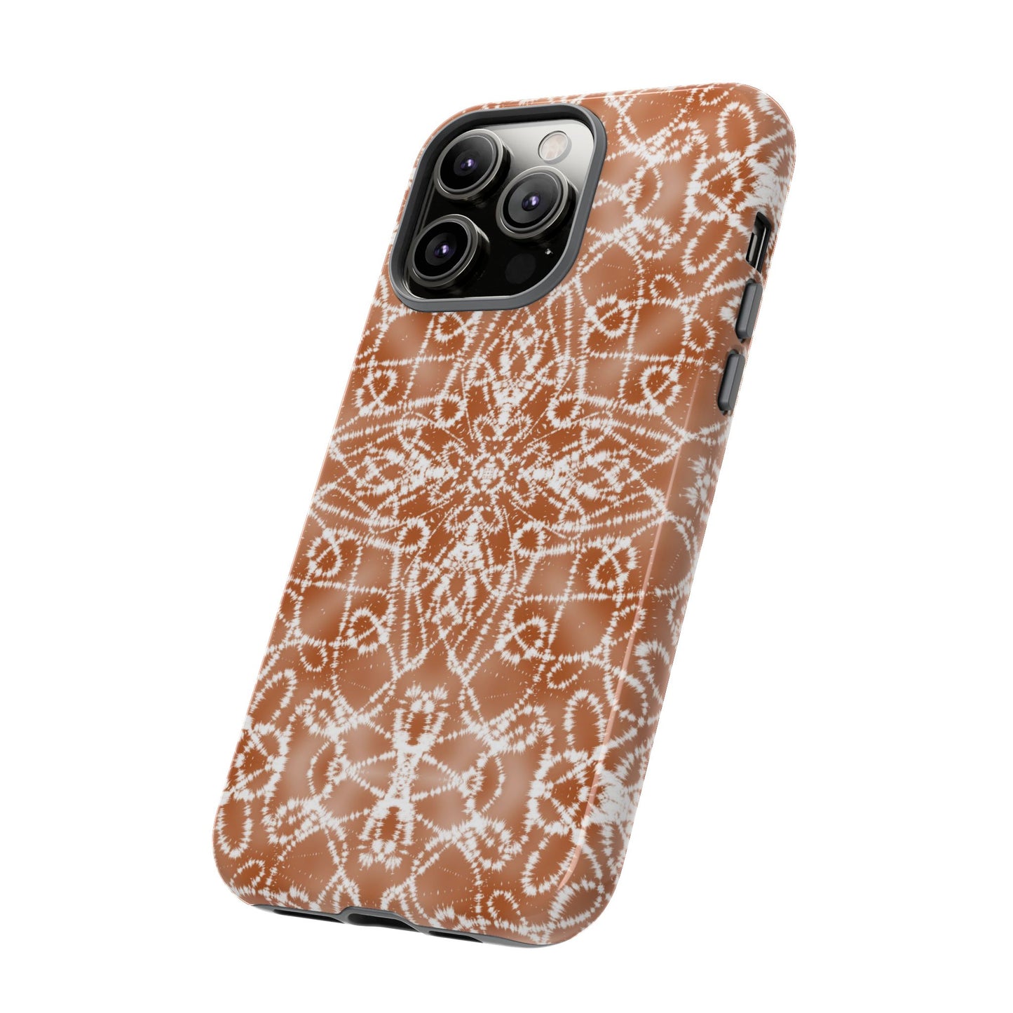 iPhone 14, 1Phone 14 Pro, iPhone 14 Plus, iPhone 14 Pro Max - Tan and White Batik - Tough Phone Cases