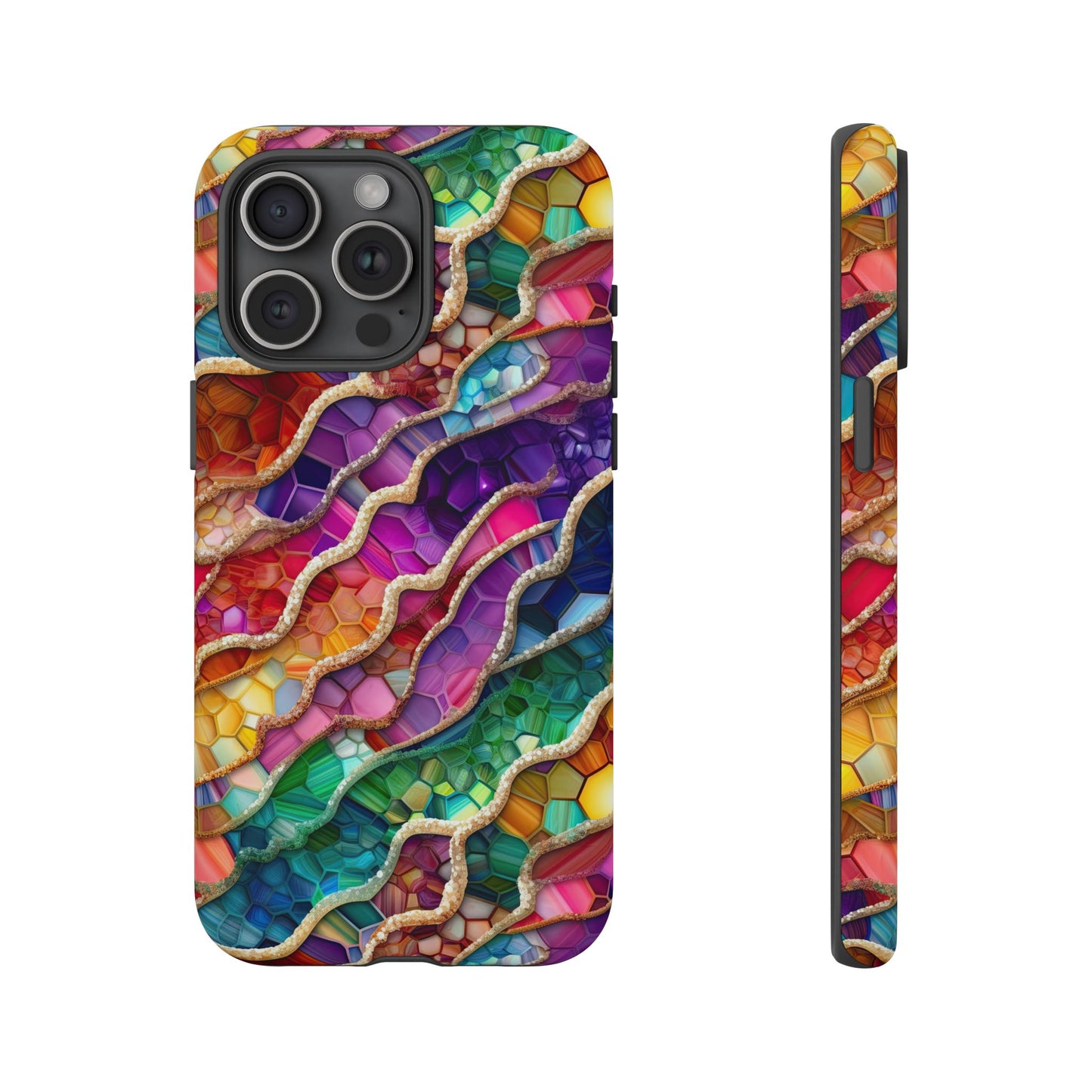 iPhone 16 and iPhone 15 Series - Rainbow Abstract Acrylic - Tough Phone Cases