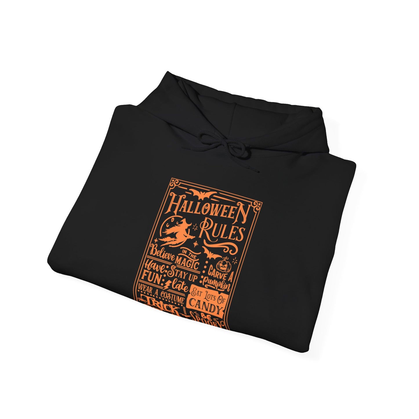 Halloween Rules - Vintage - Magic - Witch - Candy - Skull - Cat - Bat - Trick or Treat - Unisex Heavy Blend™ Hooded Sweatshirt