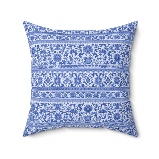 Blue Boho Pattern 30 - Faux Suede Square Pillow