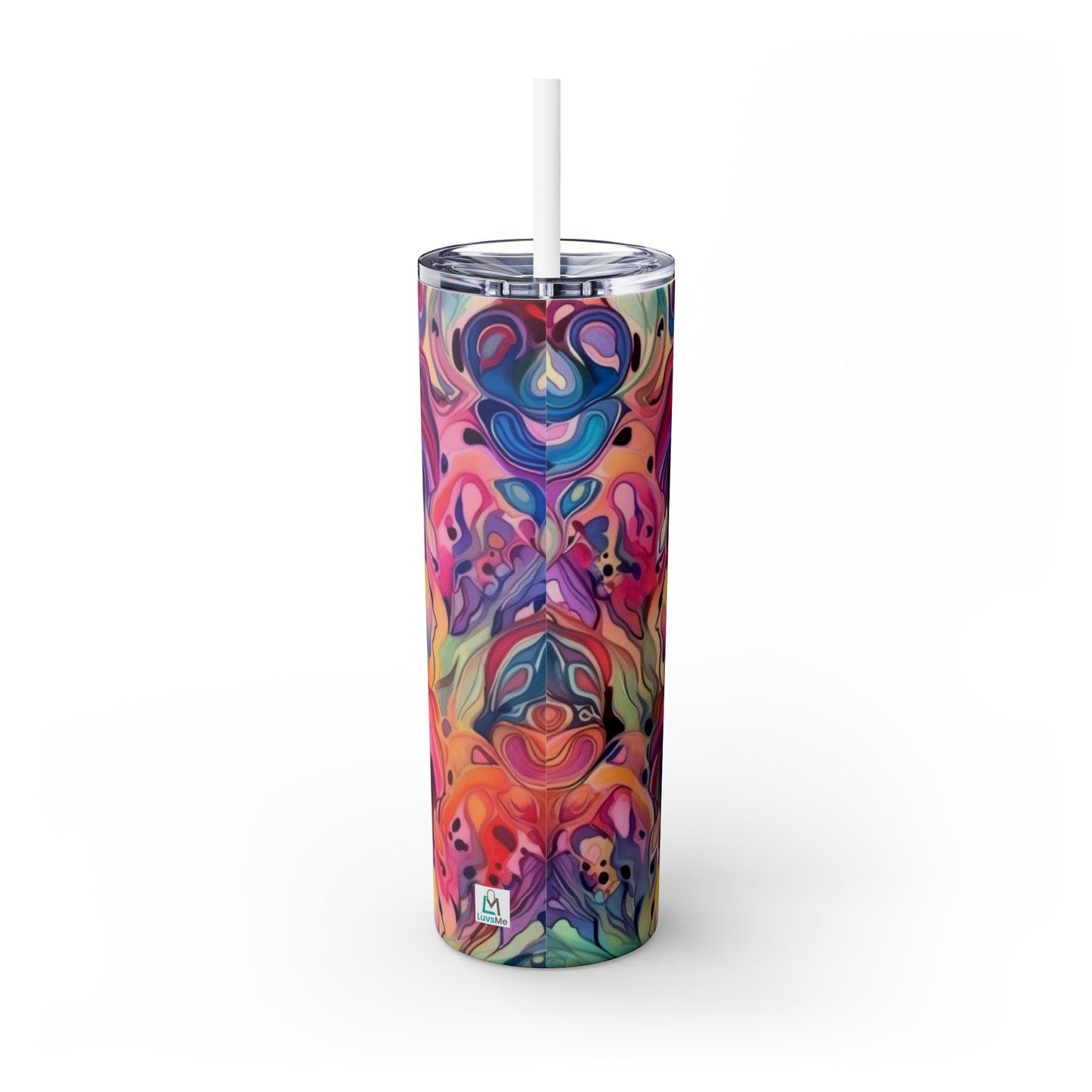Beautiful Watercolor Multicolor - Skinny Tumbler with Straw, 20oz - Stainless Steel