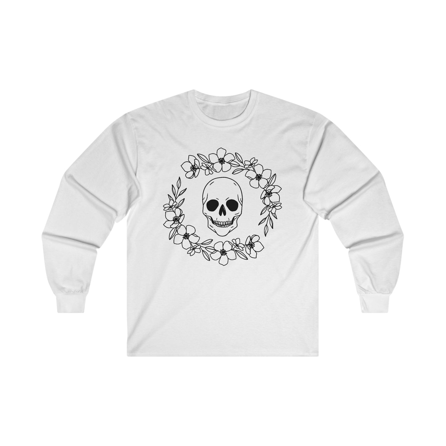 Halloween - Skull - Flower Wreath - Trick or Treat - Ultra Cotton Long Sleeve Tee