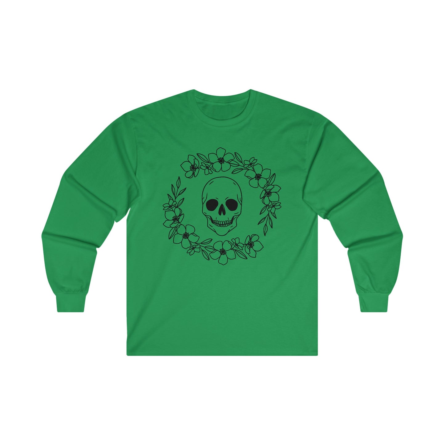 Halloween - Skull - Flower Wreath - Trick or Treat - Ultra Cotton Long Sleeve Tee