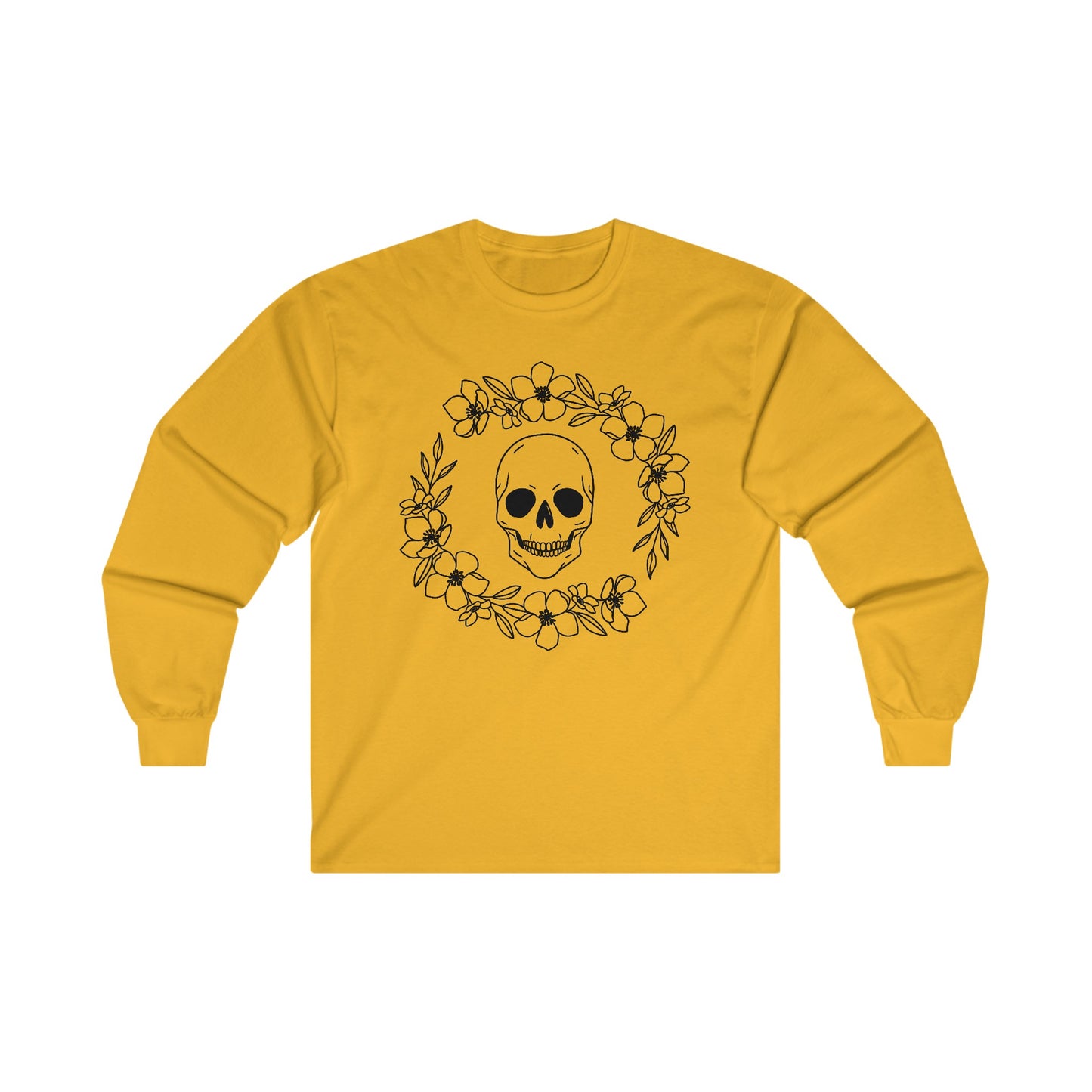 Halloween - Skull - Flower Wreath - Trick or Treat - Ultra Cotton Long Sleeve Tee