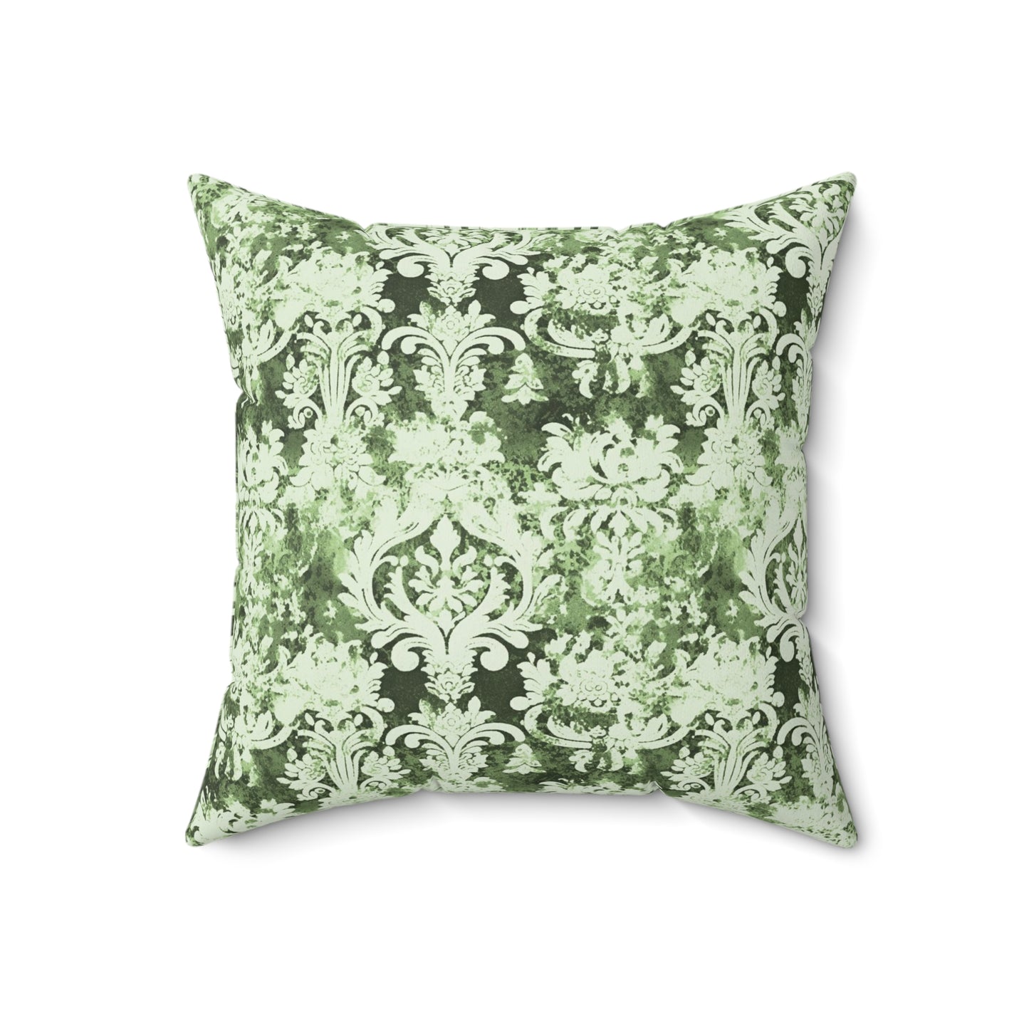 Vintage Green Damask 88 - Beautiful, Shabby Chic, Boho, Fun - Faux Suede Square Pillow