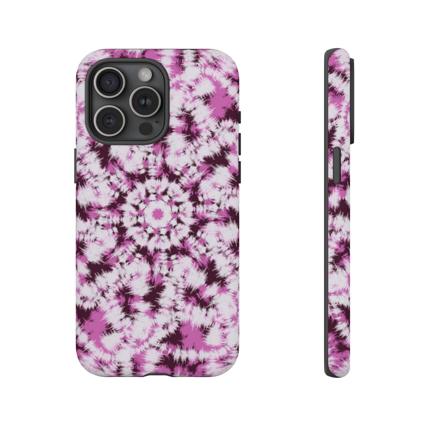 iPhone 16 and iPhone 15 Series - Purple and White Batik - Tough Phone Cases