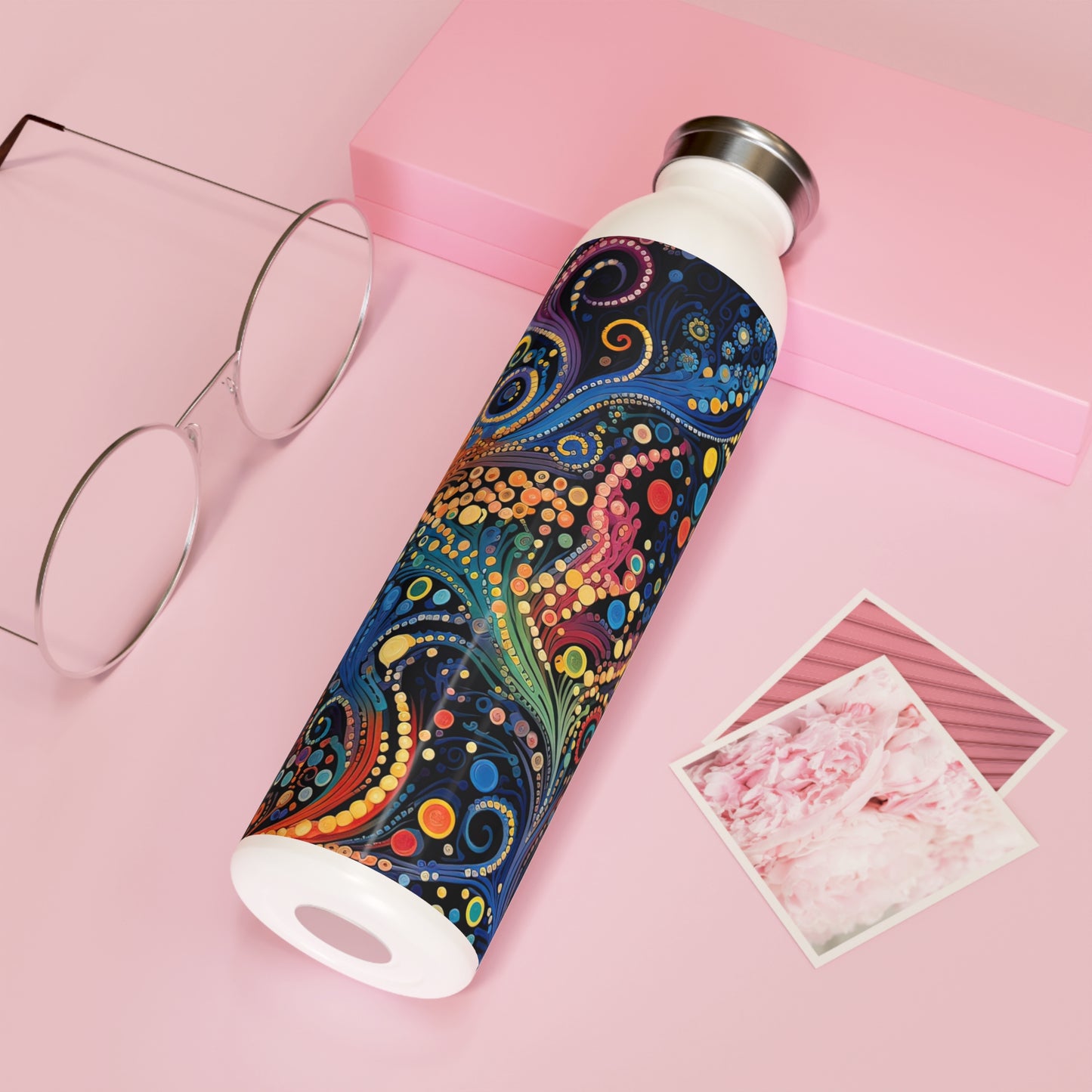 Colorful Psychedelic Swirls 1.12 - Slim Water Bottle - Stainless Steel - 20oz