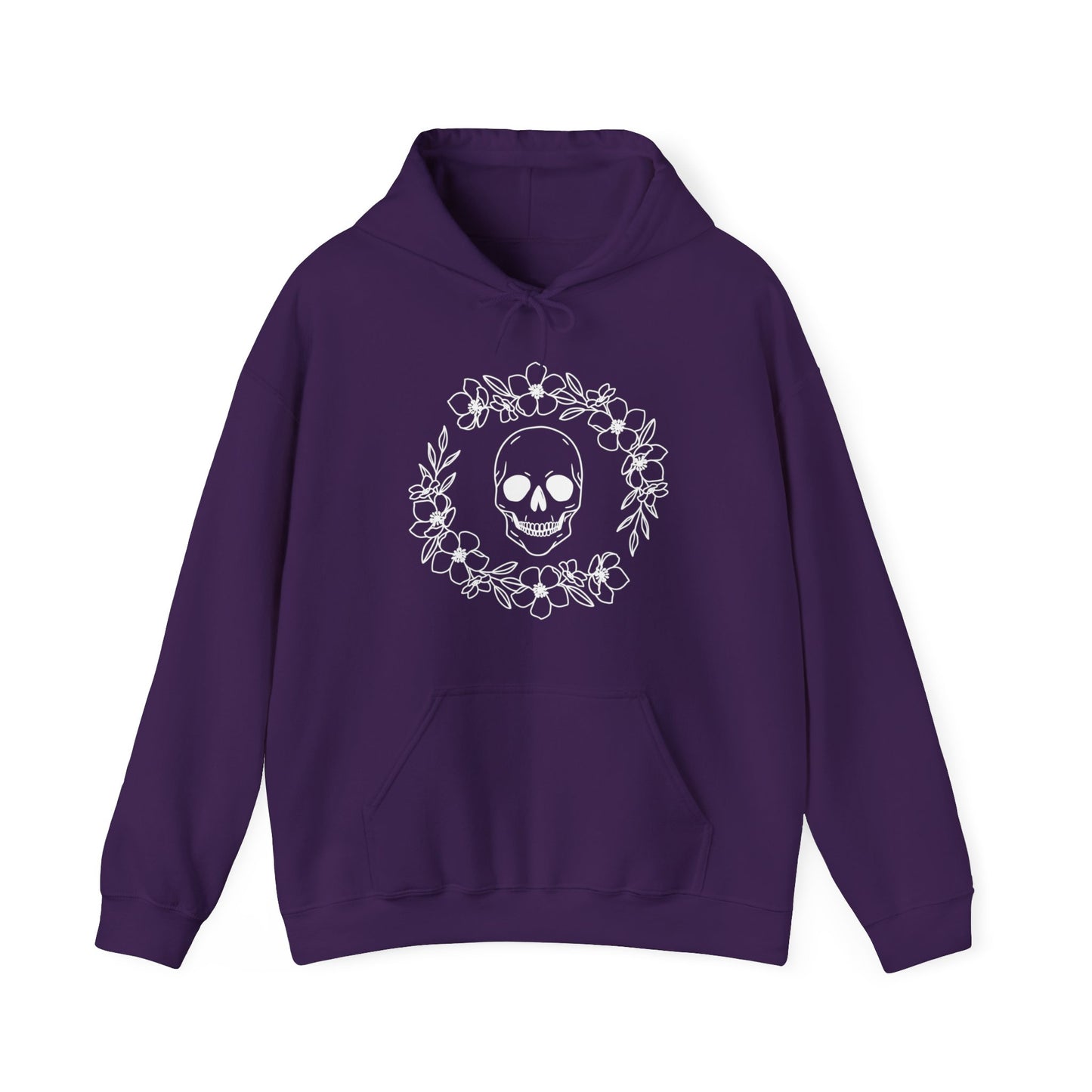 Halloween - Skull - Flower Wreath - Trick or Treat - Unisex Heavy Blend Hooded Sweatshirt