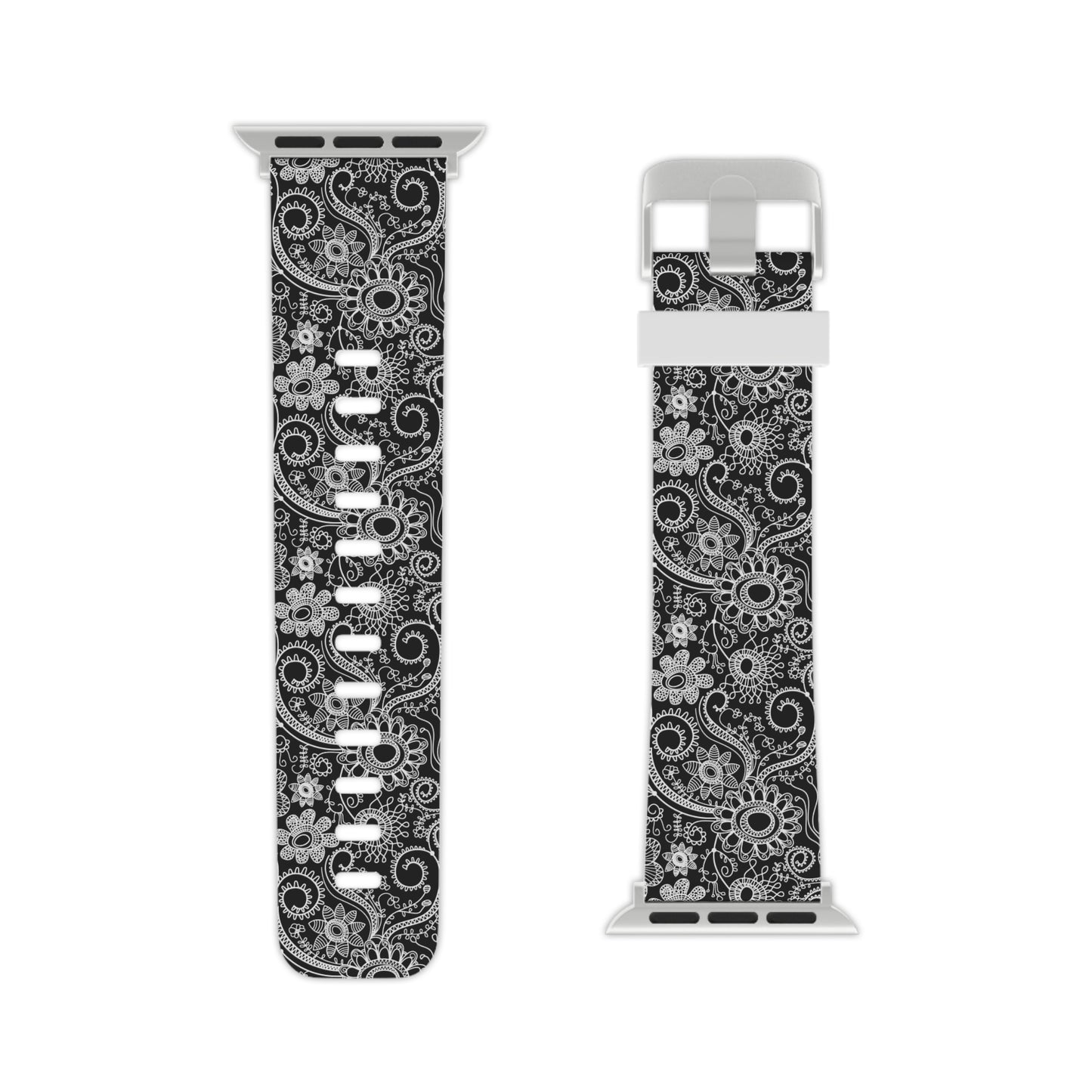 Black and White Flowers - Watch Band for Apple Watch