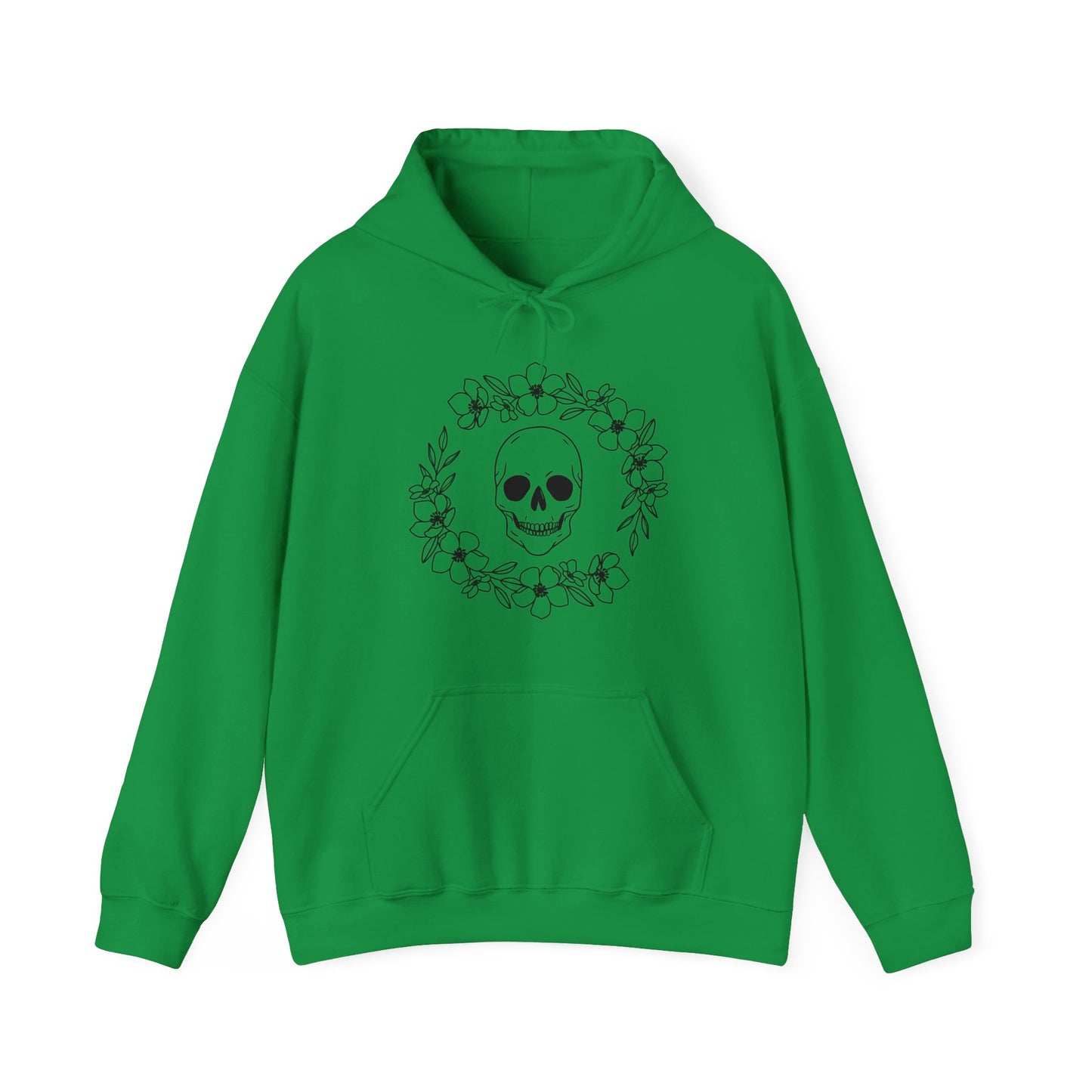 Halloween - Skull - Flower Wreath - Trick or Treat - Unisex Heavy Blend Hooded Sweatshirt