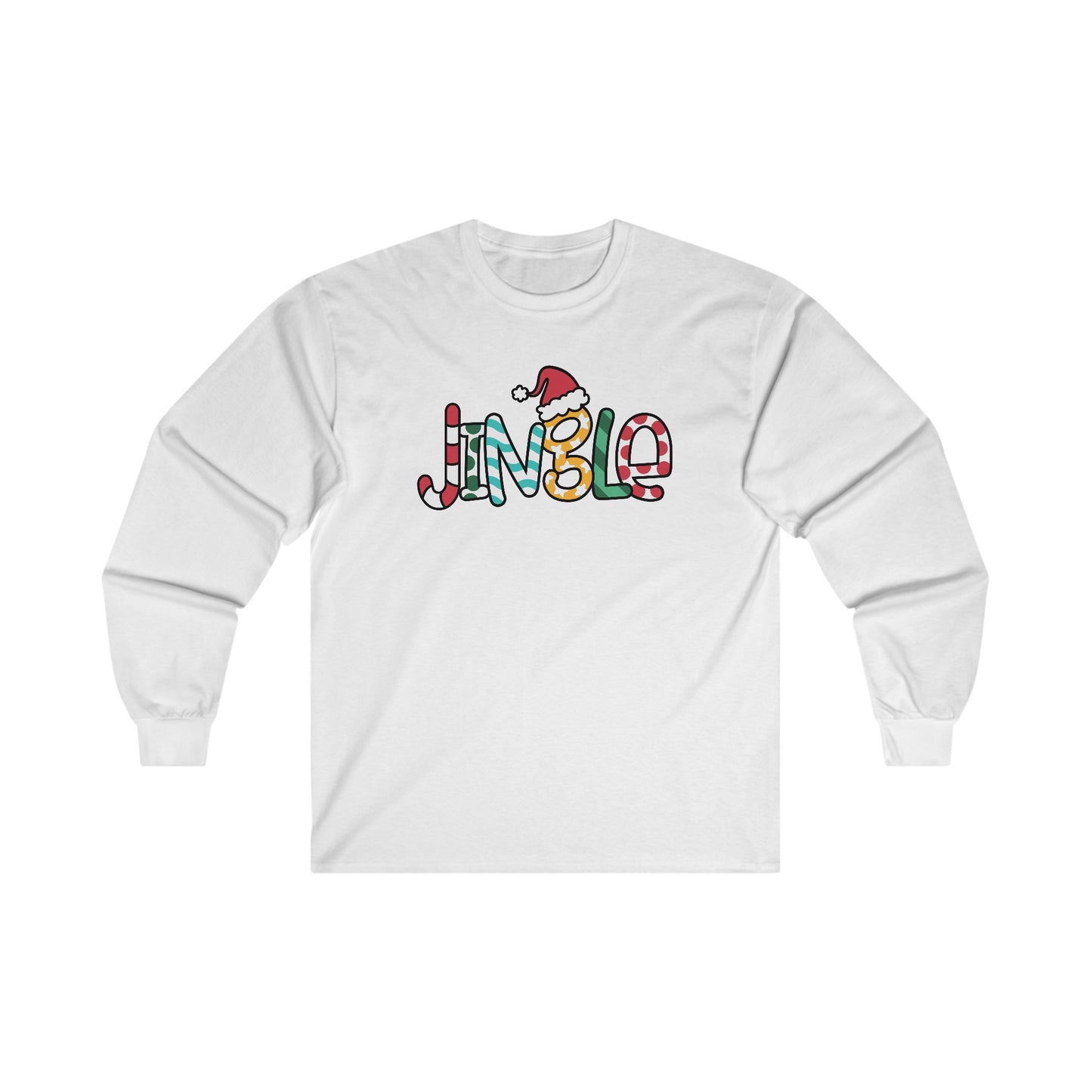 Christmas Jingle - Candy Cane, Santa Hat - Funny Christmas - Ultra Cotton Long Sleeve Tee