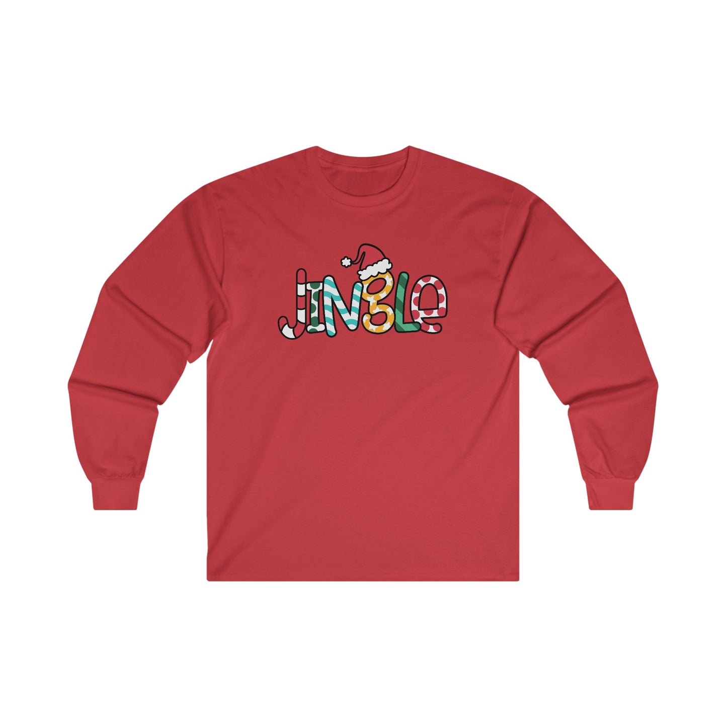 Christmas Jingle - Candy Cane, Santa Hat - Funny Christmas - Ultra Cotton Long Sleeve Tee