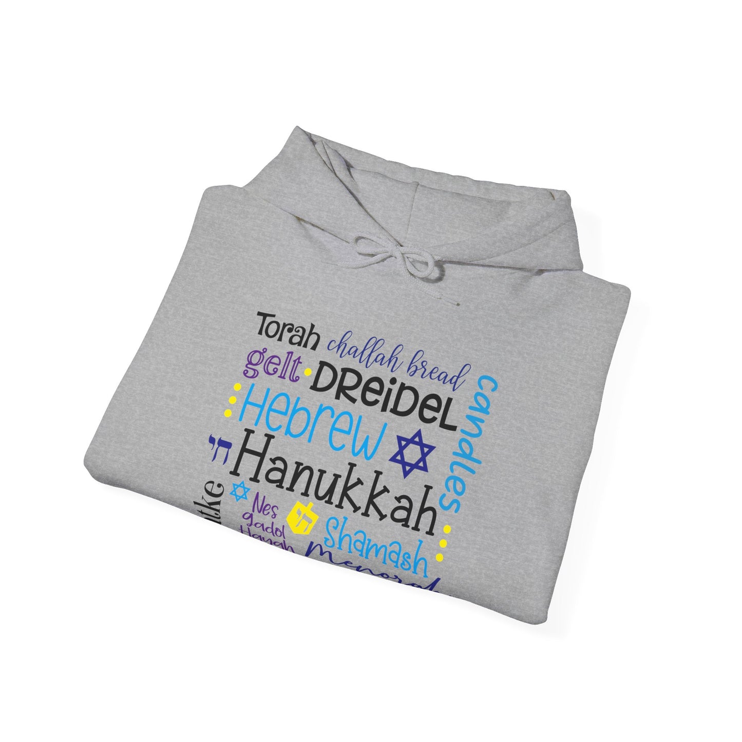 Hanukkah Words Subway - Fun Hanukkah - Celebrate Hanukkah - Unisex Heavy Blend™ Hooded Sweatshirt