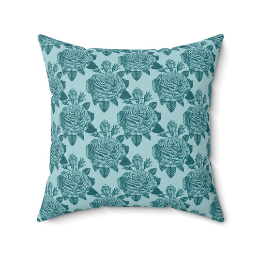 Teal Paris Pattern 8 - Faux Suede Square Pillow