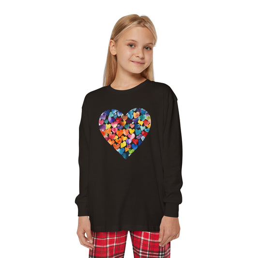 Heart of Hearts - Watercolor - Rainbow - Multicolor - Youth Long Sleeve Pajama Set