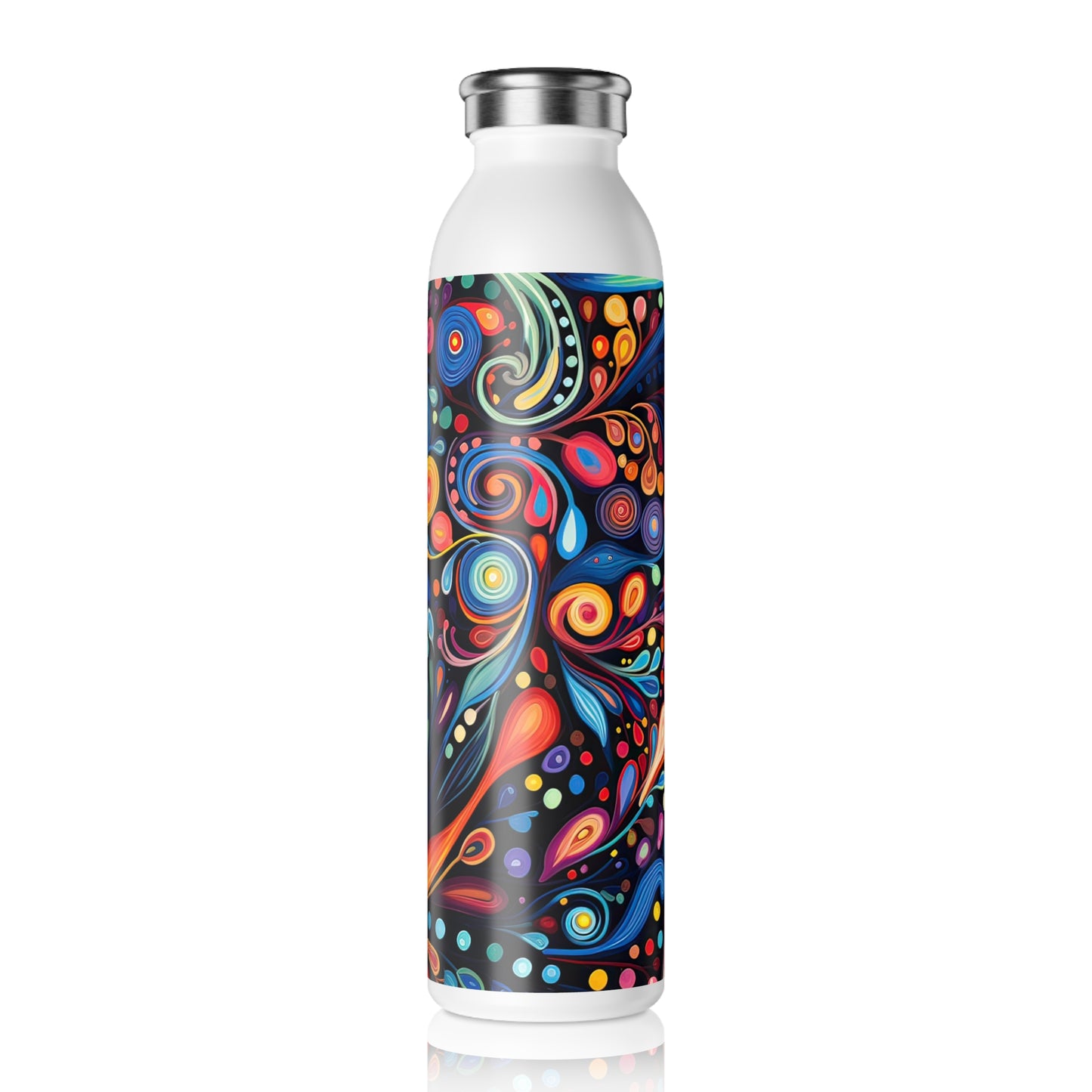 Colorful Psychedelic Swirls 1.10 - Slim Water Bottle - Stainless Steel - 20oz