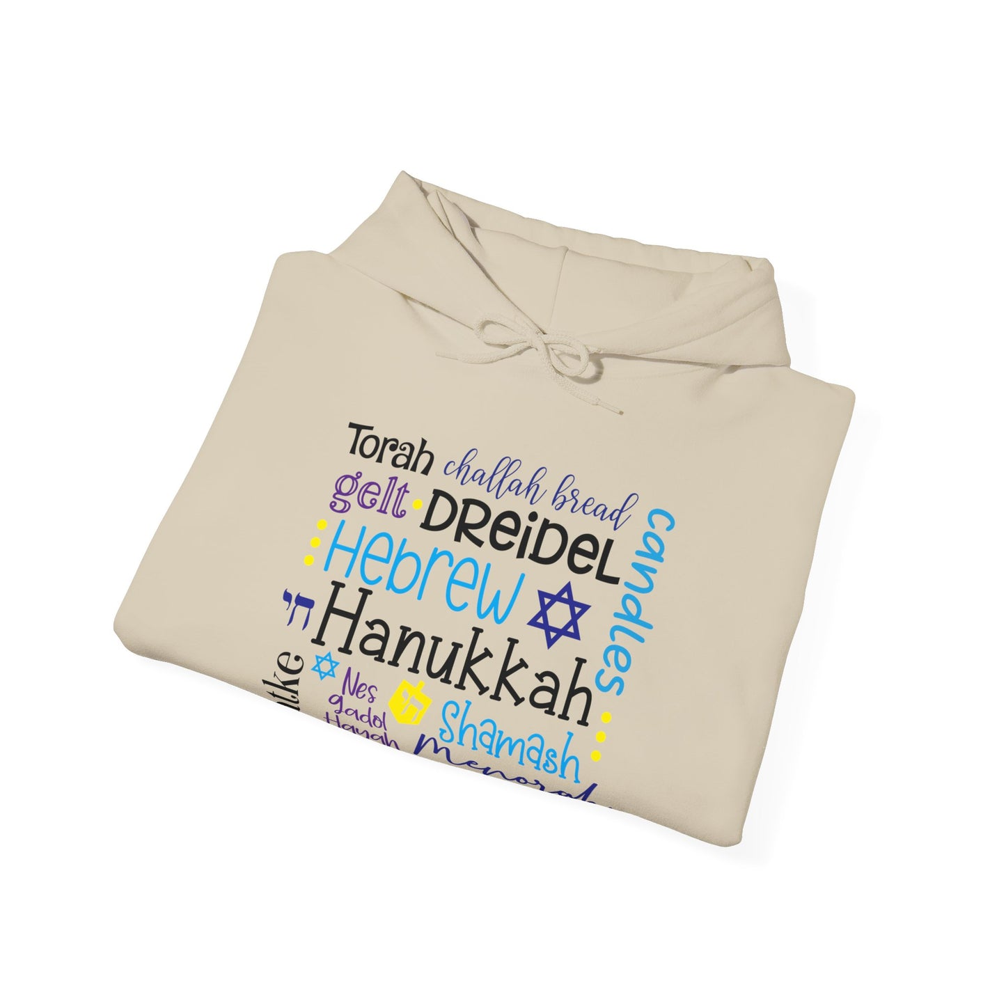 Hanukkah Words Subway - Fun Hanukkah - Celebrate Hanukkah - Unisex Heavy Blend™ Hooded Sweatshirt