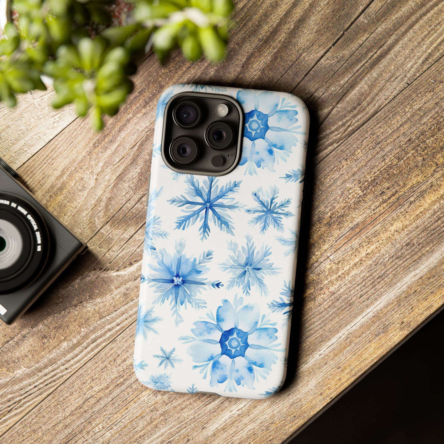 iPhone 16 and iPhone 15 Series - Watercolor Snowflakes - Tough Phone Cases