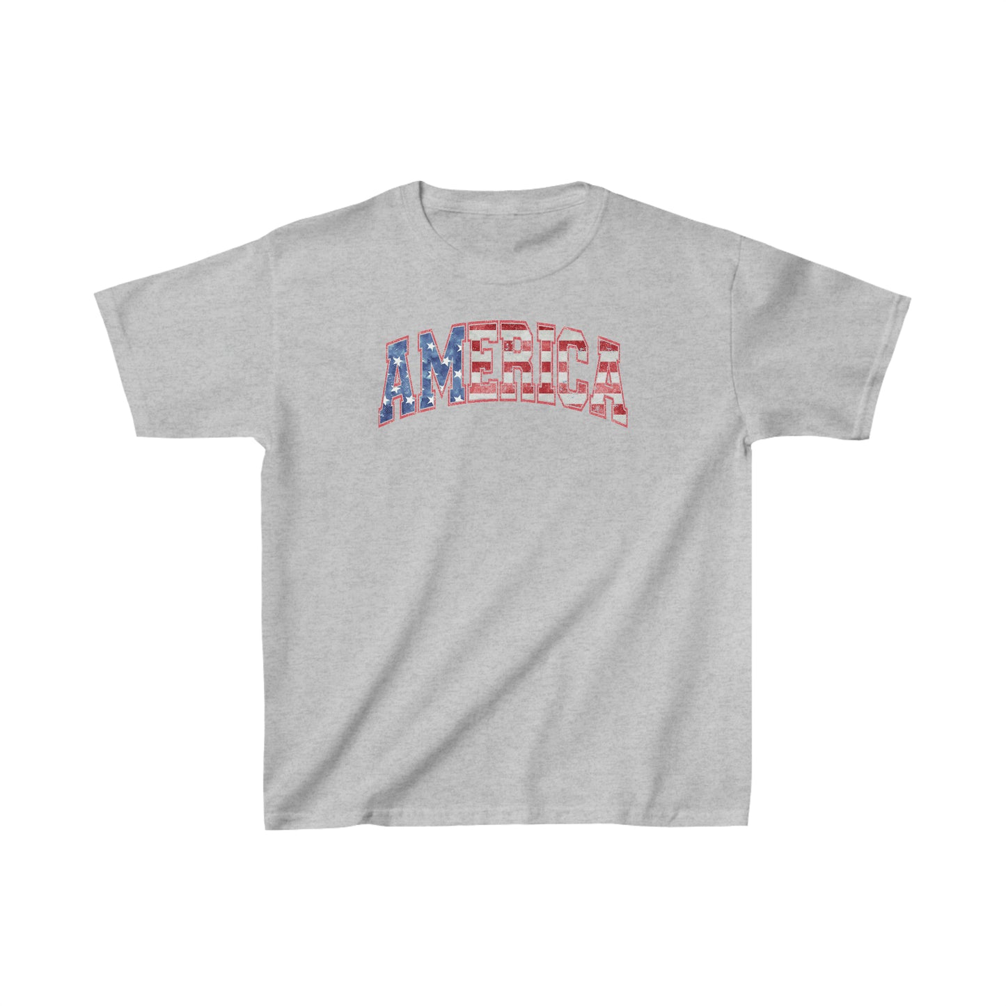 AMERICA - Red, White, and Blue - American Flag - 4th of July - Independence Day - Kids Heavy Cotton Tee