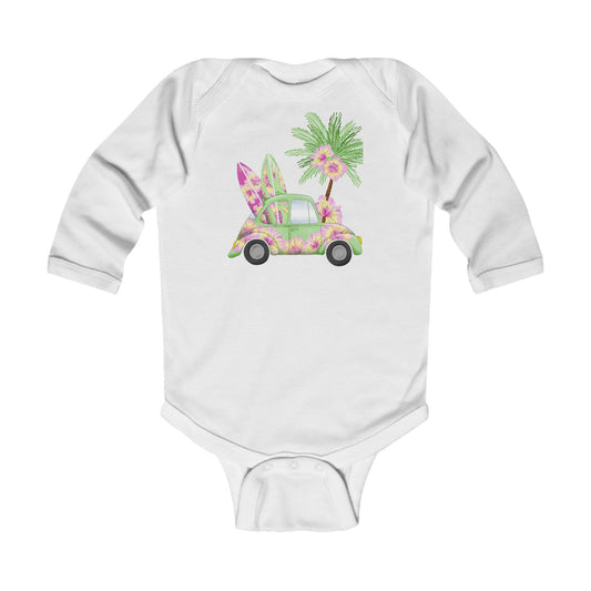 Surf's Up Green - Infant Long Sleeve Bodysuit