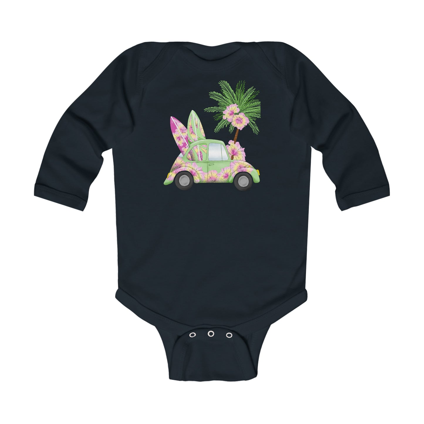 Surf's Up Green - Infant Long Sleeve Bodysuit