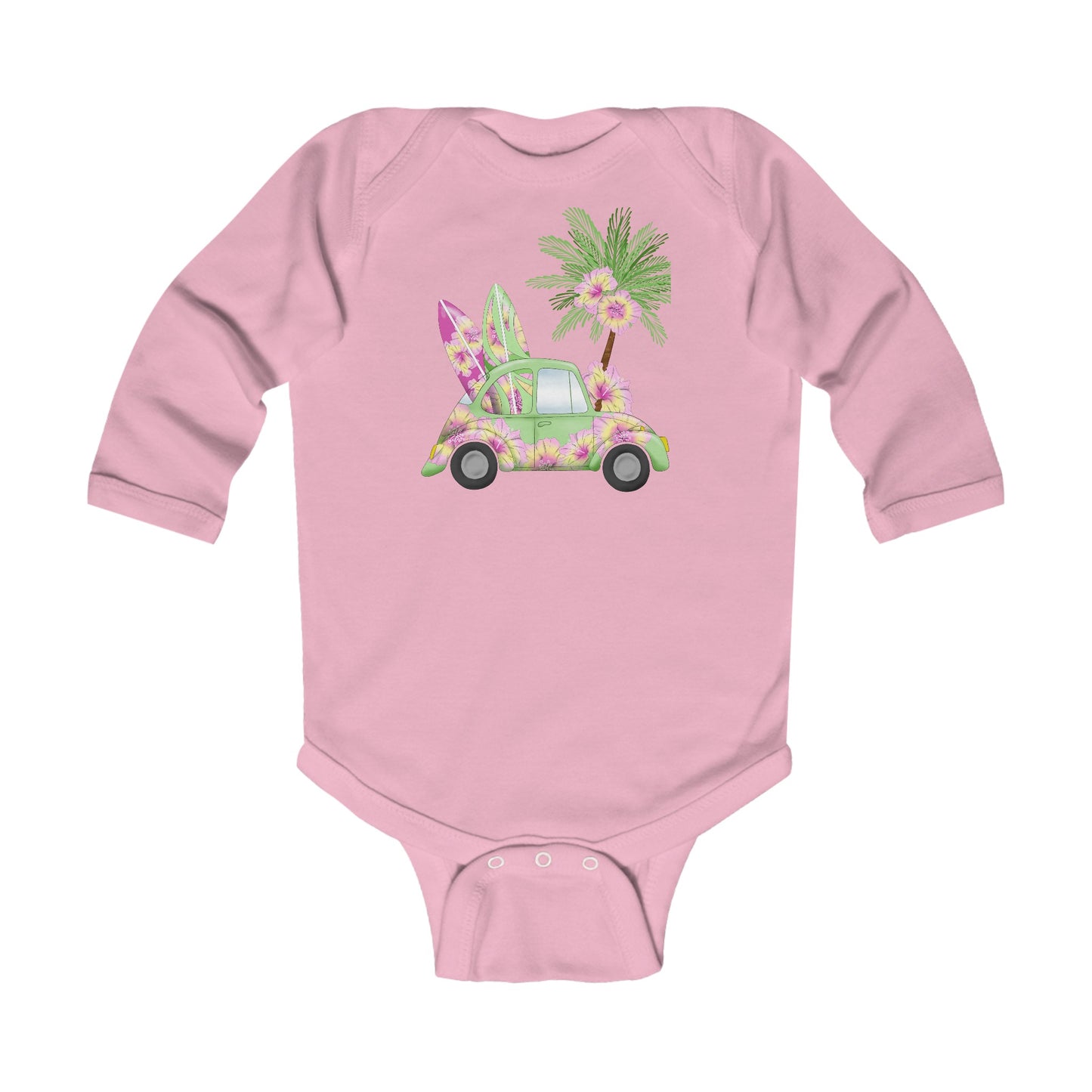 Surf's Up Green - Infant Long Sleeve Bodysuit