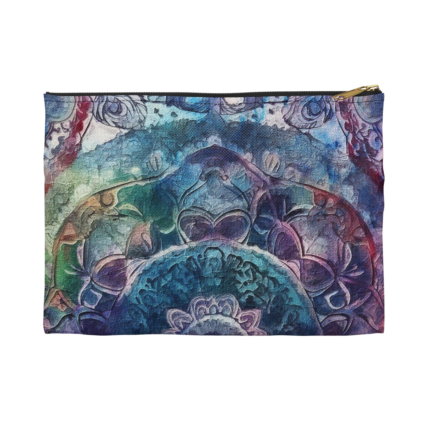 Blue Multicolor Batik - Accessory Pouch / Makeup Case / Travel Pouch / Pencil case / Art Case