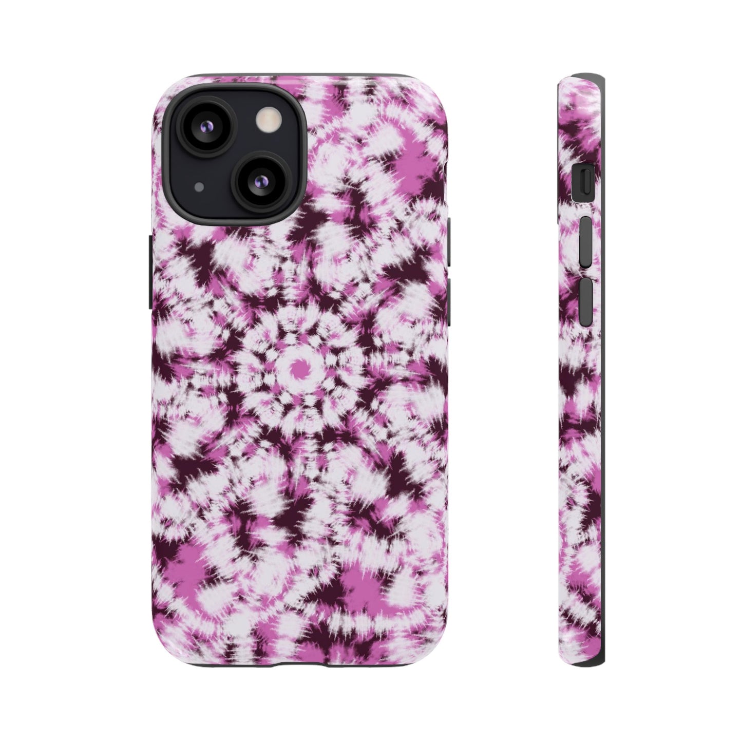 iPhone 13, 1Phone 13 Mini, iPhone 13 Pro, iPhone 13 Pro Max - Purple and White Batik - Tough Phone Cases