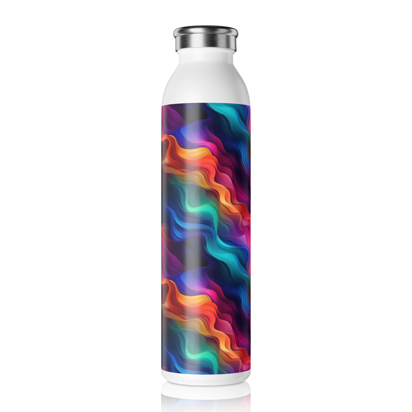 Wavy Rainbow 1.7 - Diagonal - Slim Water Bottle - Stainless Steel - 20oz