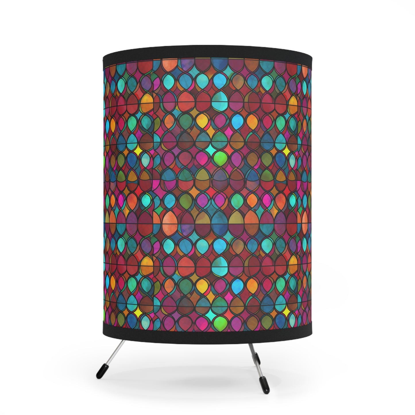 Stained Glass Mosaic Print - Tripod Lamp with High-Res Printed Shade, US\CA plug