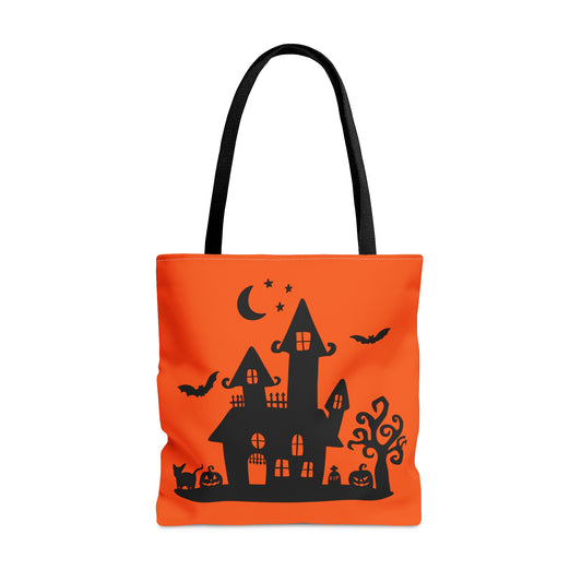 Halloween - Spooky Castle - Witch - Bats - Pumpkin - Cat - Practical. high-quality Tote Bag