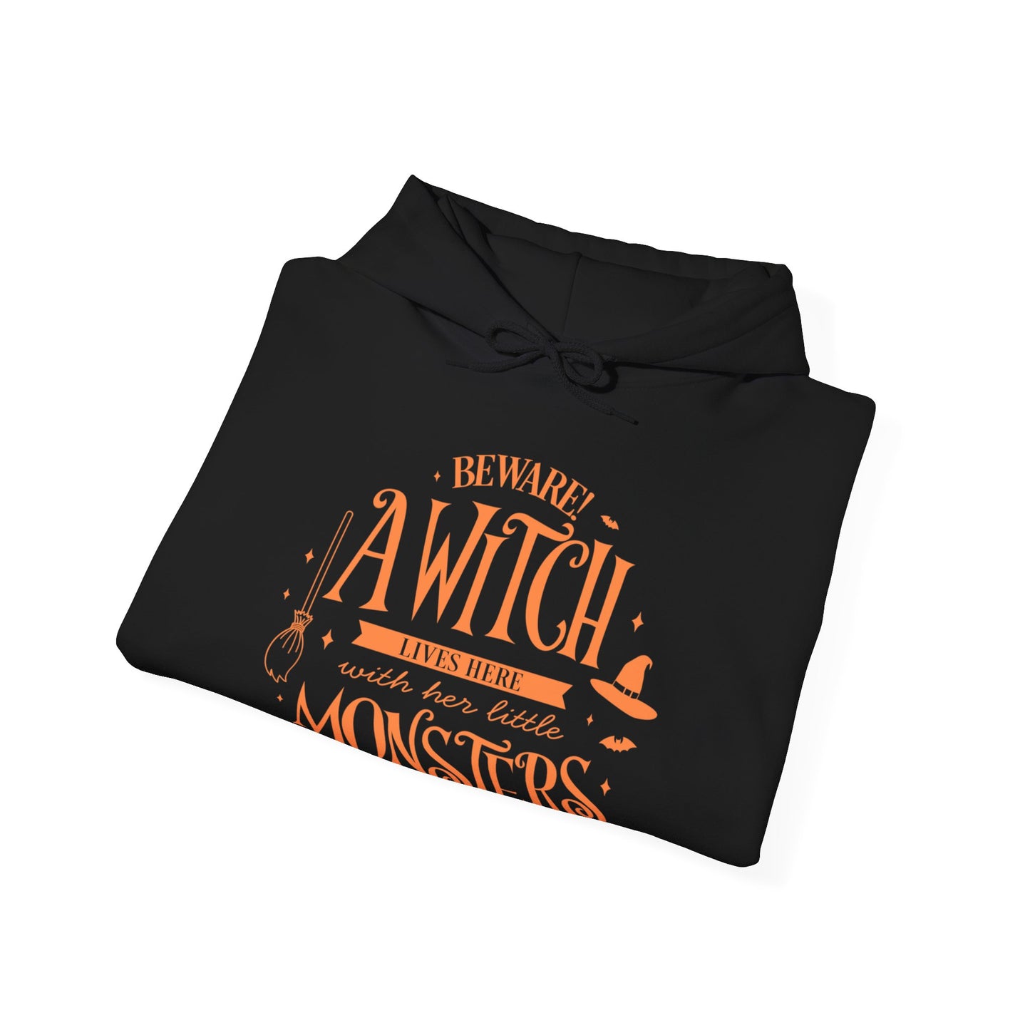 Halloween - A Witch Lives Here with Her Little Monsters - Trick or Treat - Unisex Heavy Blend™ Hooded Sweatshirt