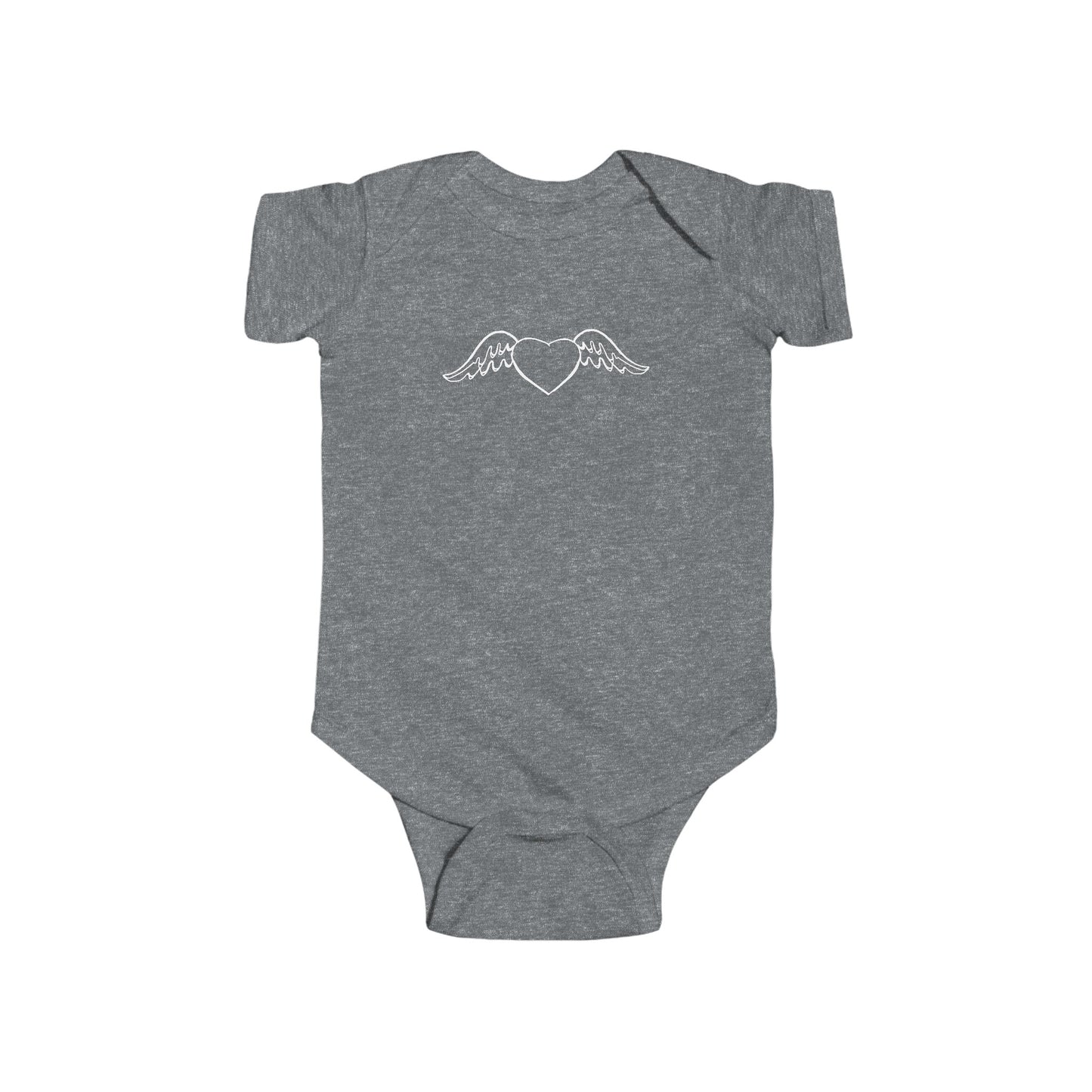 White Outline Heart with Wings - Infant Fine Jersey Bodysuit